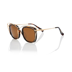 DUBAI (Honey Tortoise and Gold Metal with Solid Brown Lens)