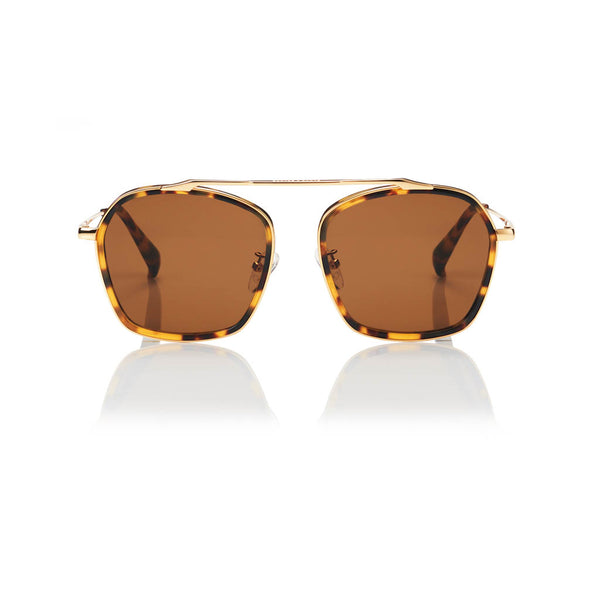 VANCOUVER (Honey Tortoise and Gold Metal with Solid Brown Lens)