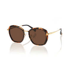 PRAGUE (Honey Tortoise and Gold Metal with Solid Brown Lens)